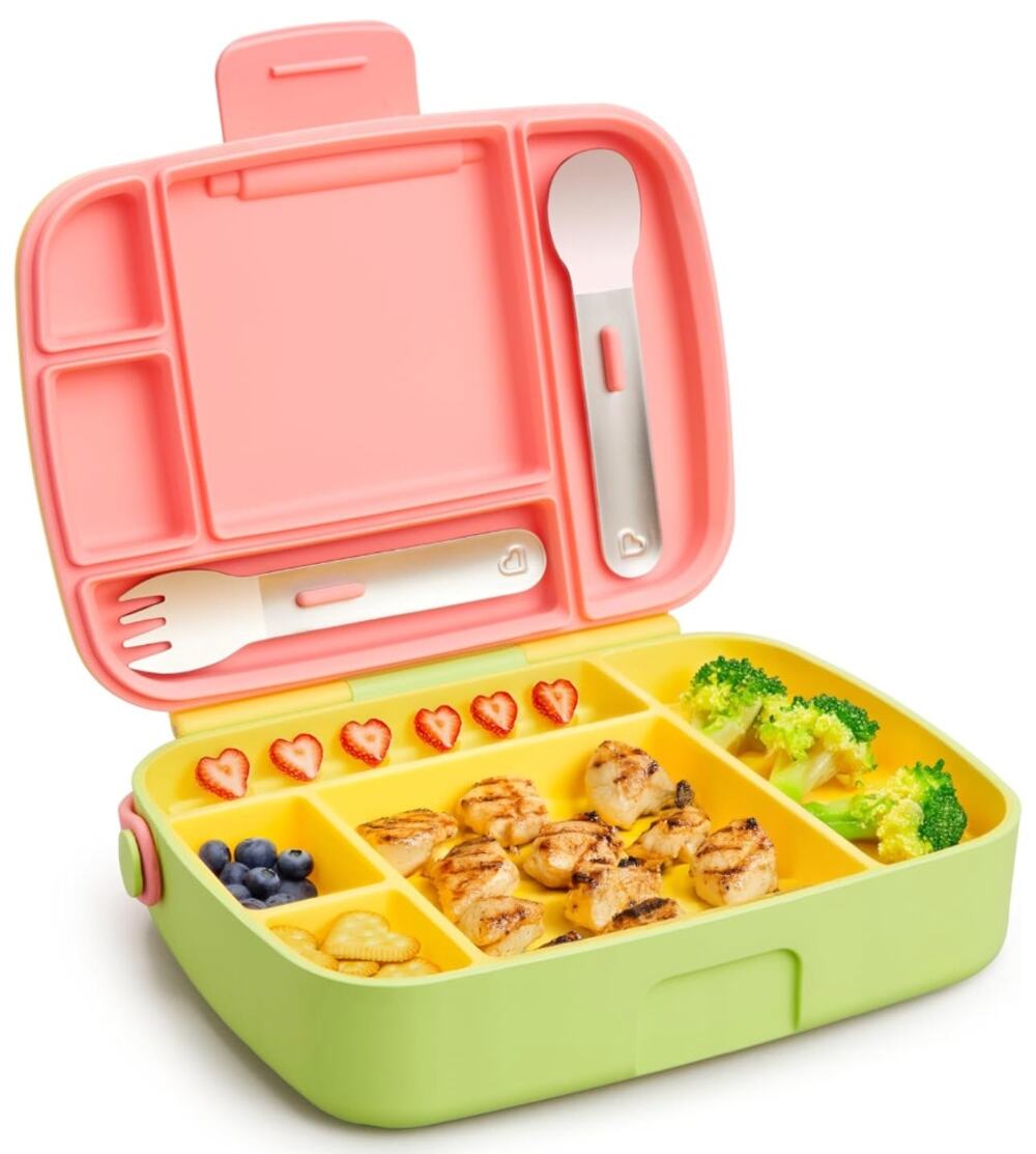 Lunch Bento Box for Kids and Toddlers, Includes Stainless Steel Utensils- 18mos+